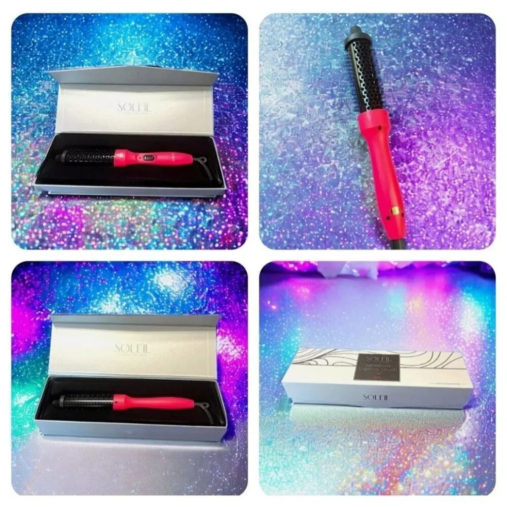 Soleil Hair Tools ✦ Thermal Brush ✦ Pink 1.5” Tourmaline Barrel Frizz‑Free NWT